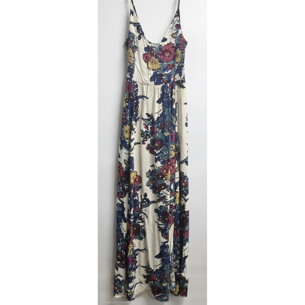 Free People Through the Vine Floral Maxi Dress Ivory Combo S